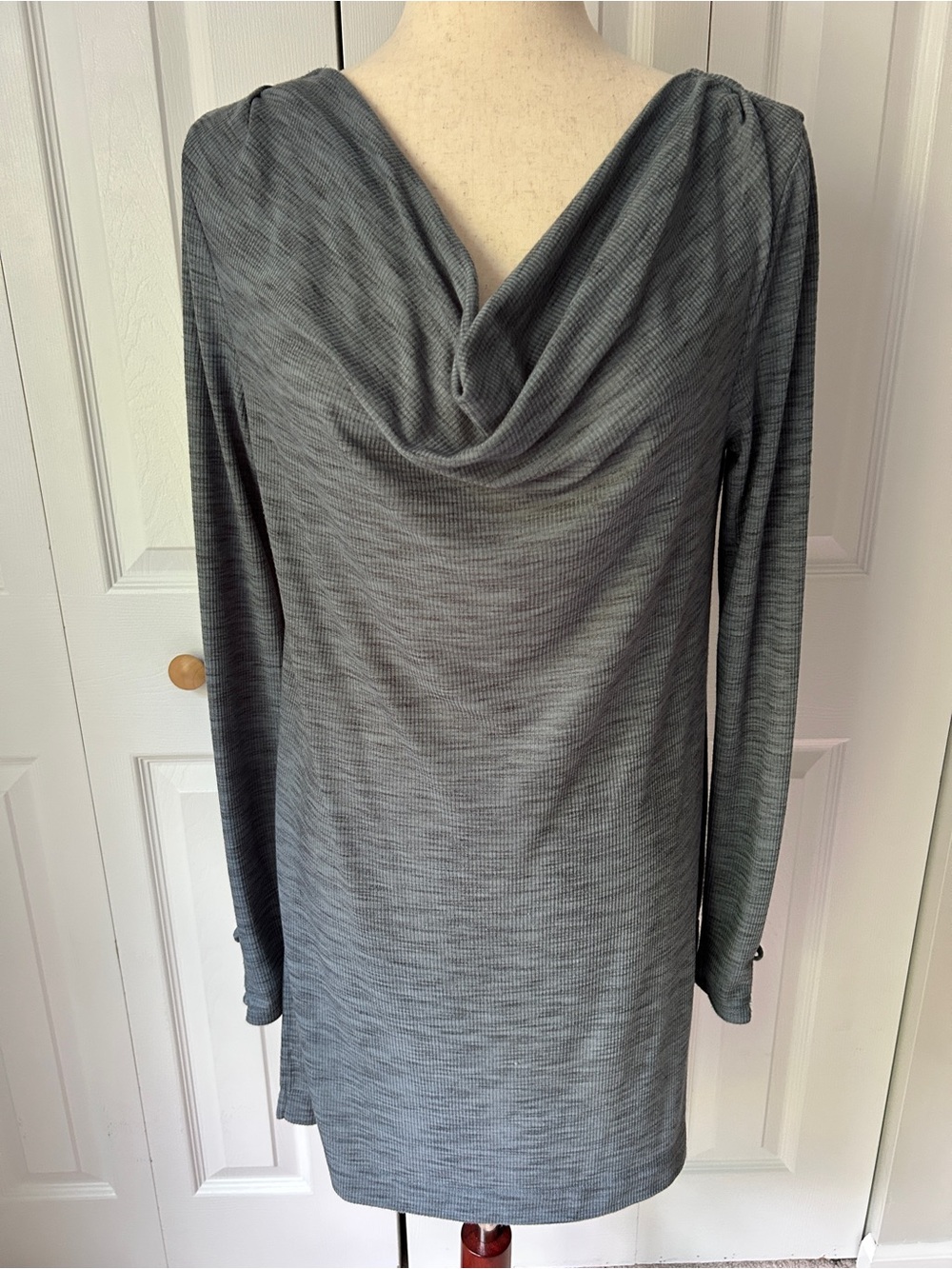 Gray Cowl Neck Long Sleeve Women's Dress